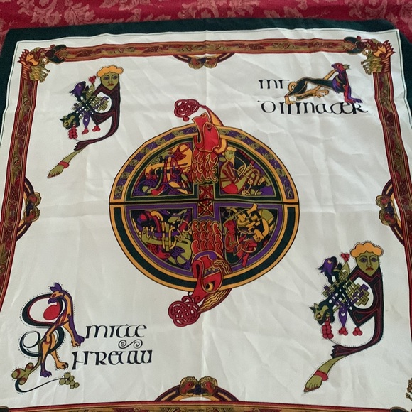 Vintage book of Kells Irish inspired scarf polyester square 26” - Picture 2 of 11